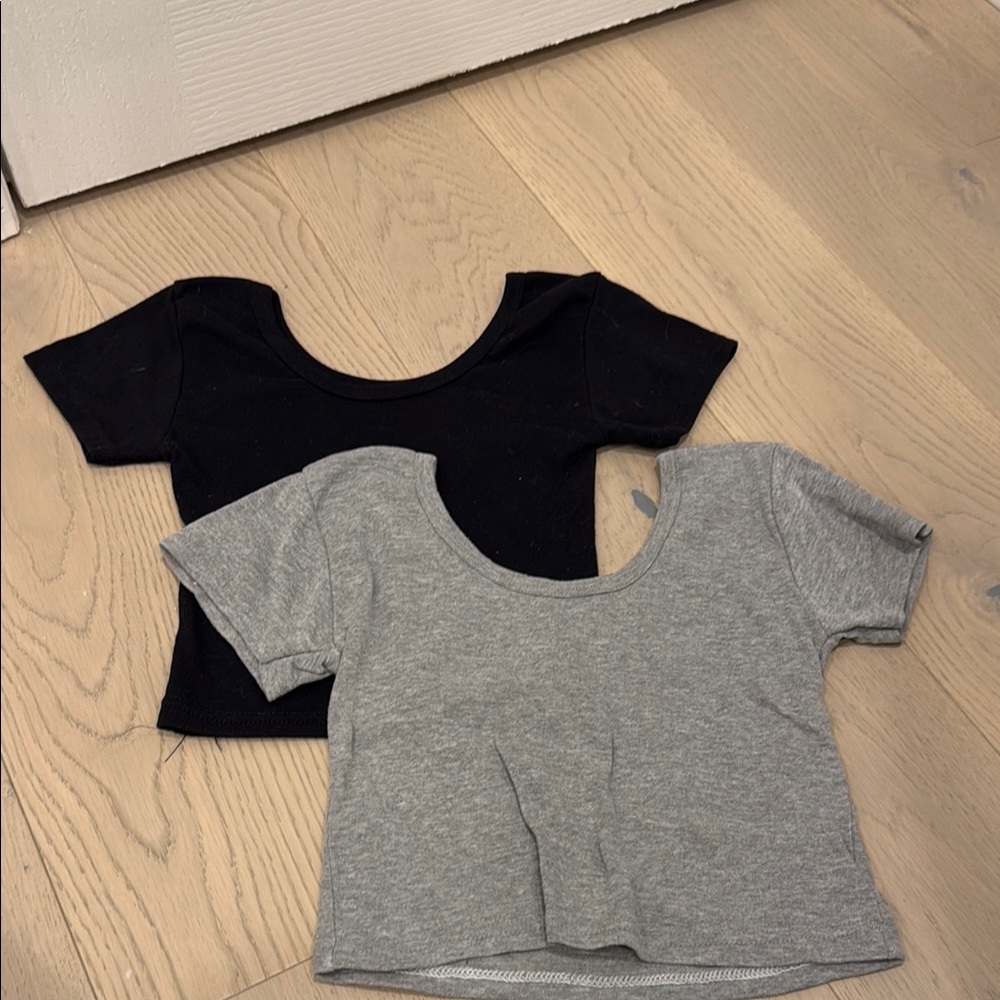 Black and Gray Cropped T-Shirts
